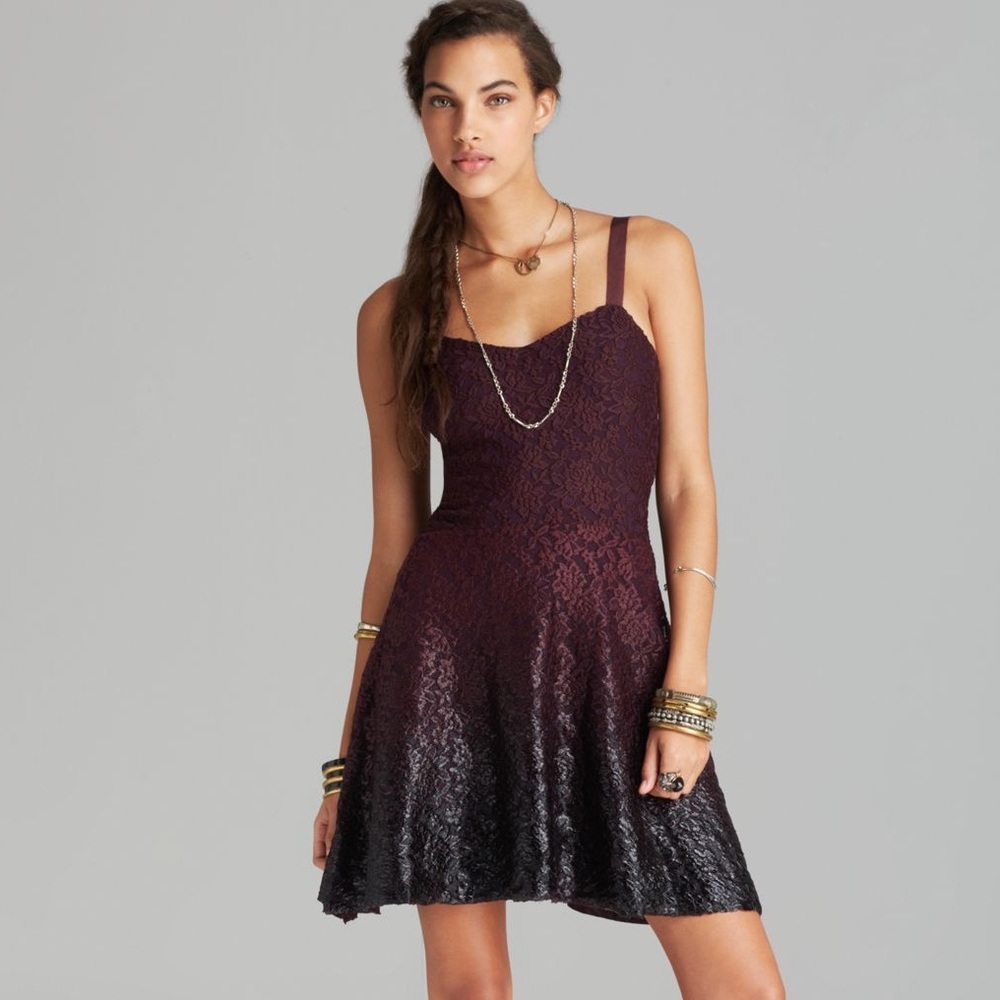 Free People foil ombré lace fit and flair dress